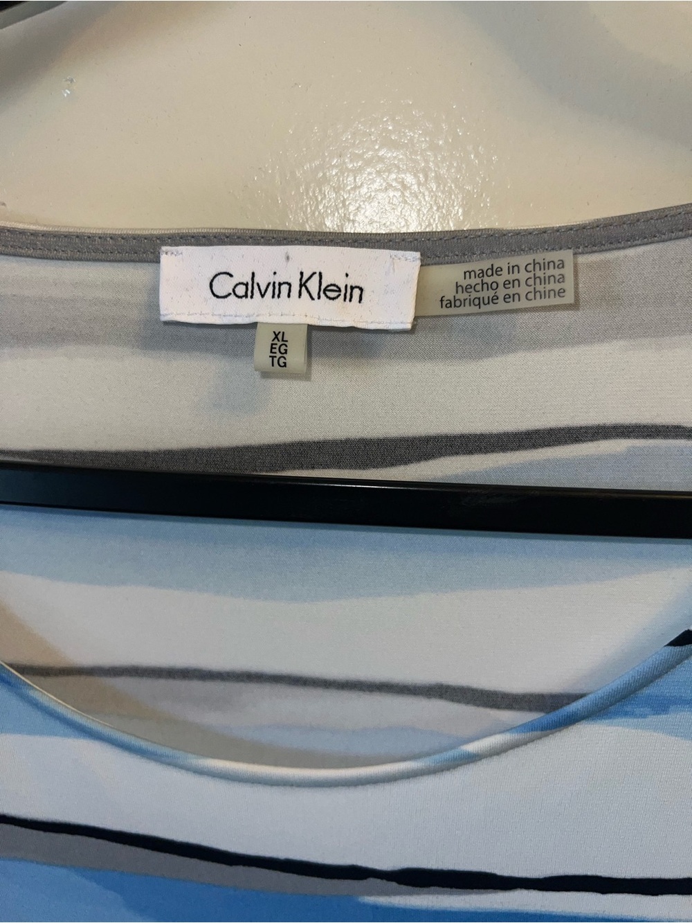 Calvin Klein Scoop Neck Striped Tunic in Blue, White & Black - Picture 2 of 3